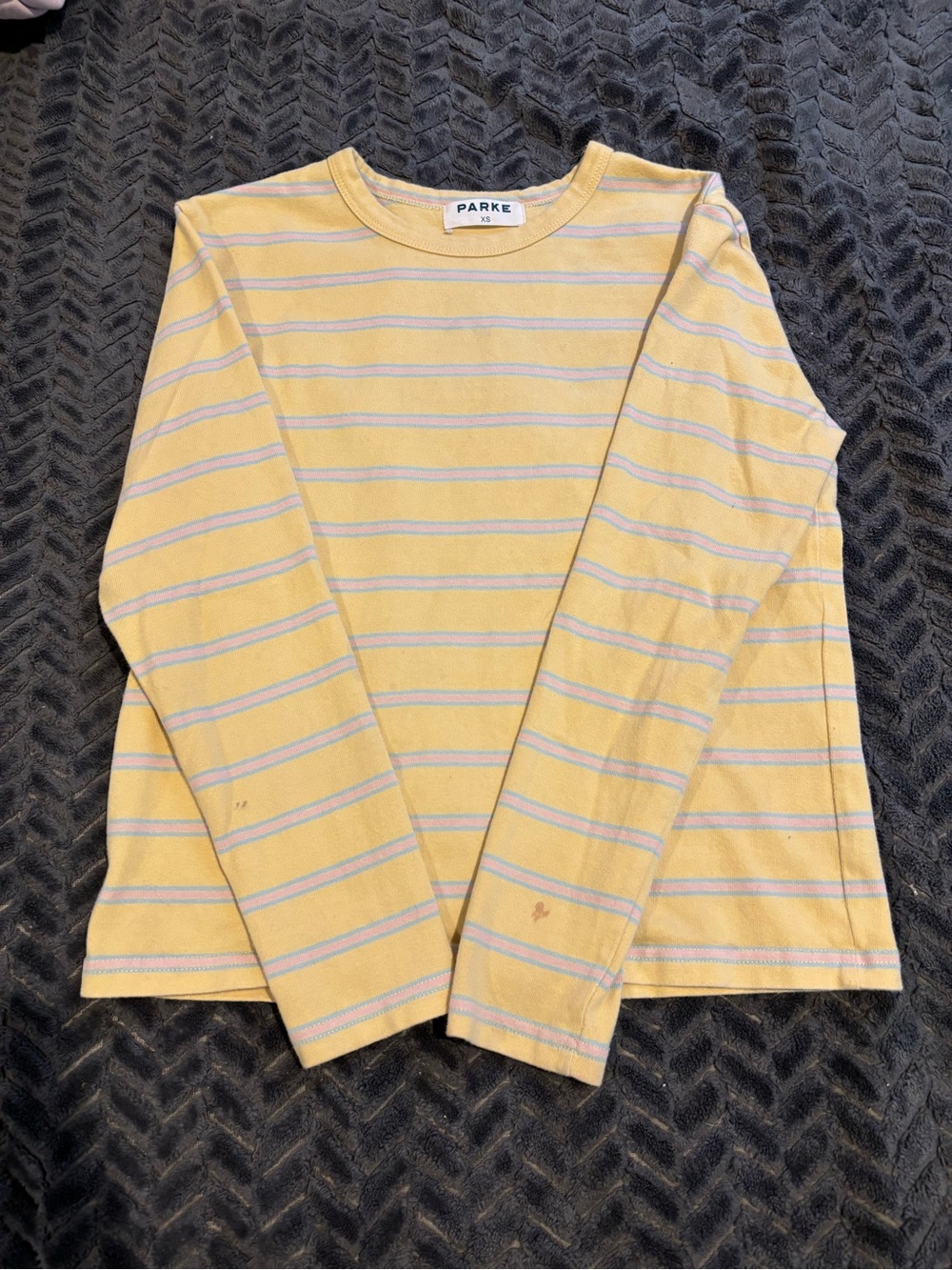 Parke Yellow Stripe Long-Sleeve Crewneck Shirt